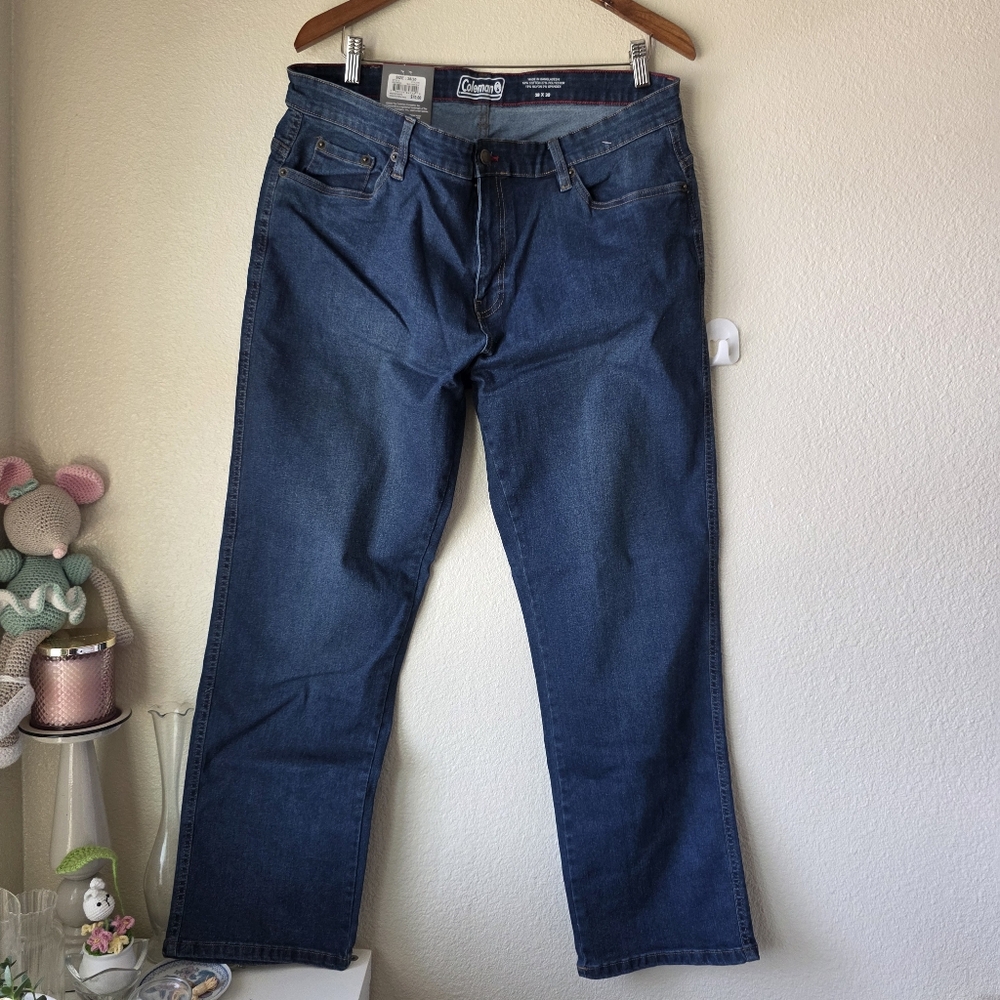 Coleman Denim Jeans Mens 38x30 Straight Fit Dark Blue